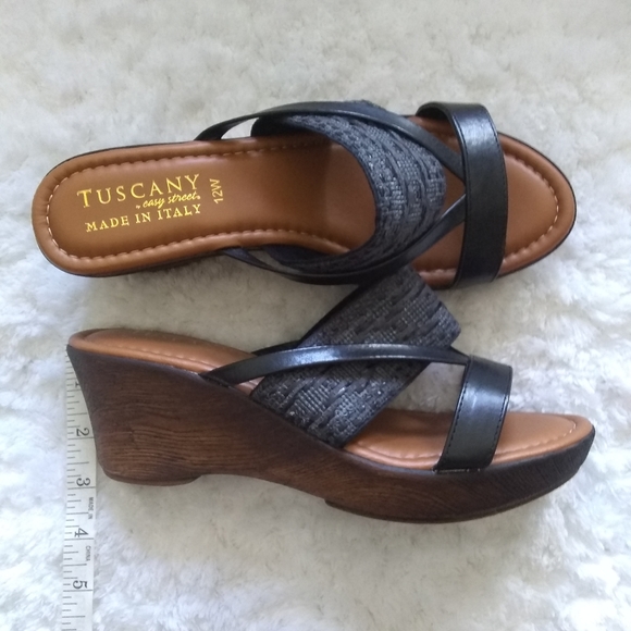 Tuscany Made in Italy Women's Wedge Platform Sandals Sz 12 A7 - Picture 6 of 11